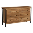 Pemberly Row Contemporary 6 Drawer Dresser Chest in Hickory Finish