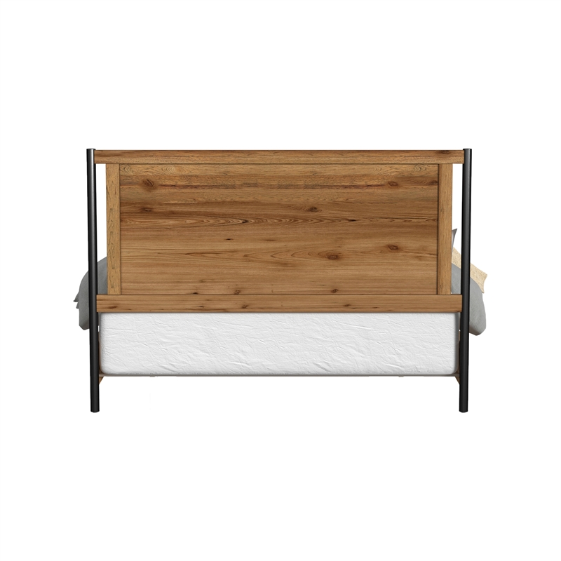 Pemberly Row Wood Contemporary King Panel Bed in Hickory Finish