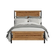 Pemberly Row Wood Contemporary Queen Panel Bed in Hickory Finish