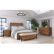Pemberly Row Wood Contemporary Queen Panel Bed in Hickory Finish