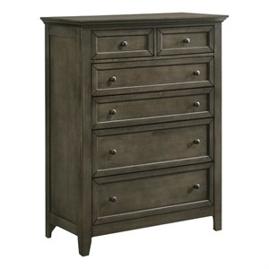 Pemberly Row Wood Transitional 6-Drawer Standard Chest in Gray