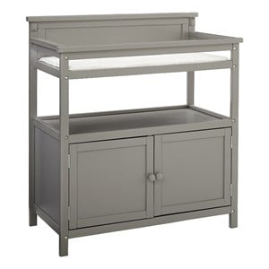 Pemberly Row Contemporary Wood Changer with Door/Pad in Gray