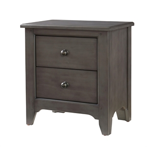 Pemberly Row 2-Drawer Farmhouse Wood Nightstand in Dusk Gray