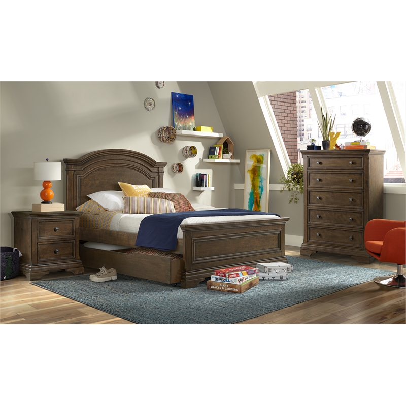 Pemberley Row Solid Hardwood Rosewood Brown Full Bed Traditional Style 57