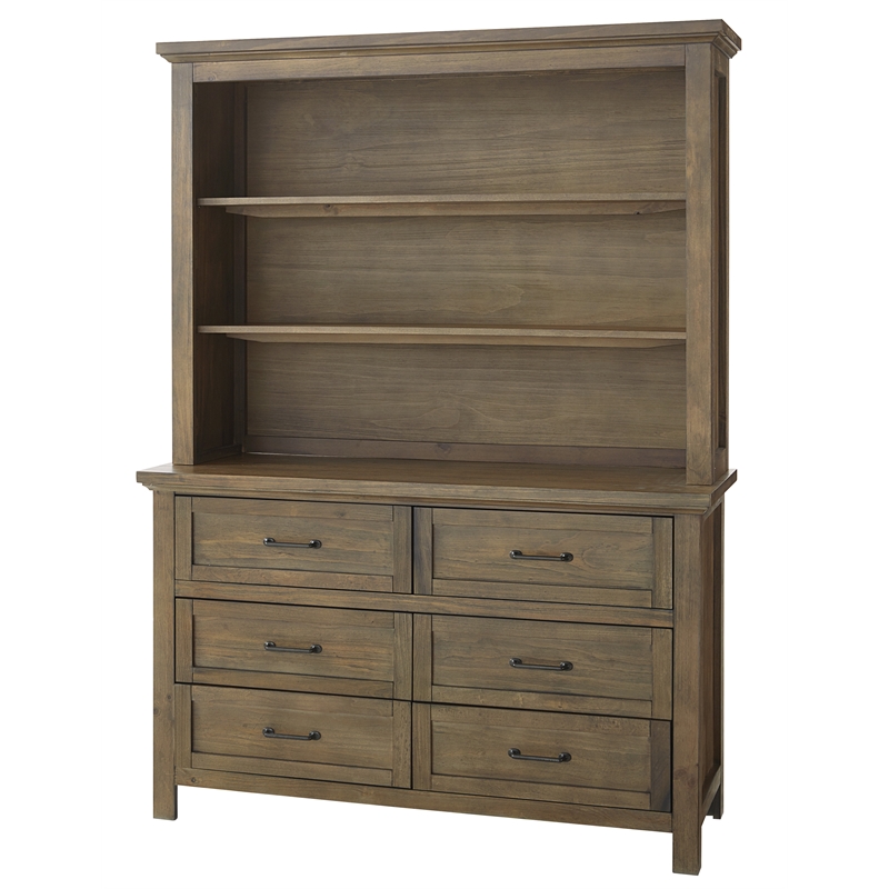 Pemberly Row Traditional Hutch / Bookcase in Harvest Brown Finish