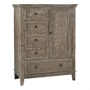 Pemberly Row Traditional Solid Hardwood Chifferobe in Sandwash