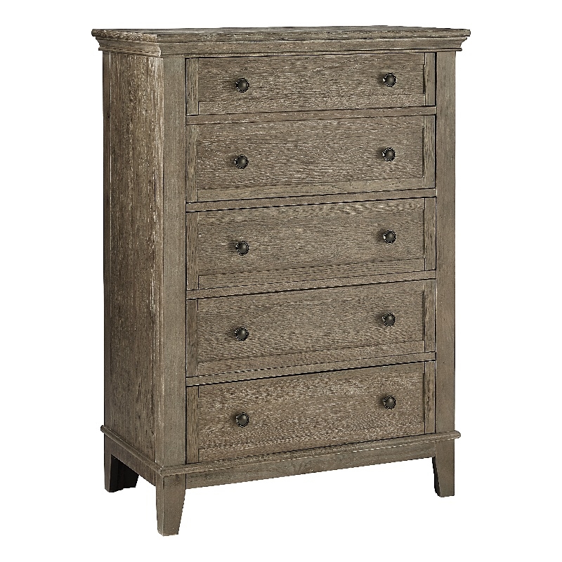 Pemberly Row Solid Hardwood Traditional 5-Drawer Chest in Sandwash