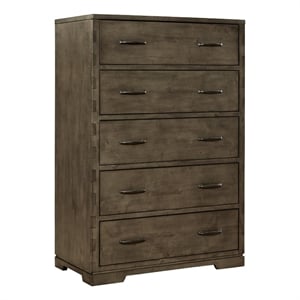Pemberly Row Contemporary Dovetail 5-Drawer Chest in Graphite