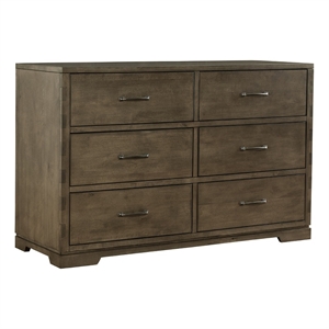 Pemberly Row Contemporary Dovetail 6-Drawer Dresser in Graphite