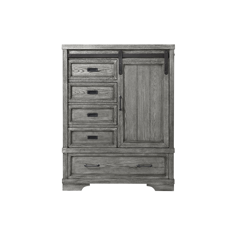 Pemberly Row Traditional Solid Hardwood Chifferobe in Brushed Pewter