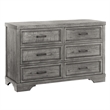 Pemberly Row Traditional 6-Drawer Wood Dresser in Brushed Pewter