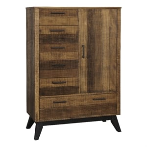 Pemberly Row Contemporary Urban Rustic Wood Chifferobe in Brushed Wheat