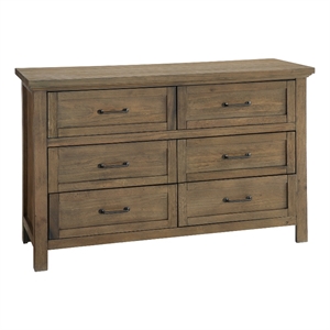 Pemberly Row Wood Contemporary 6-Drawer Dresser in Harvest Brown