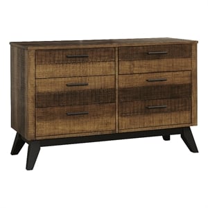 Pemberly Row Contemporary Urban Rustic 6-Drawer Dresser in Brushed Wheat