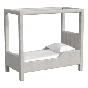 Pemberly Row Contemporary Polyester Toddler Bed in Gray Finish
