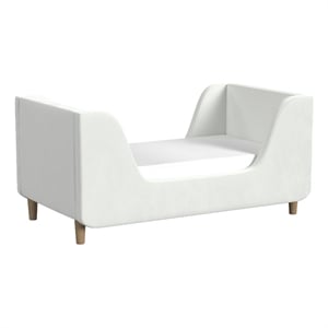 Pemberly Row Contemporary Polyester Toddler Bed in Cream Finish