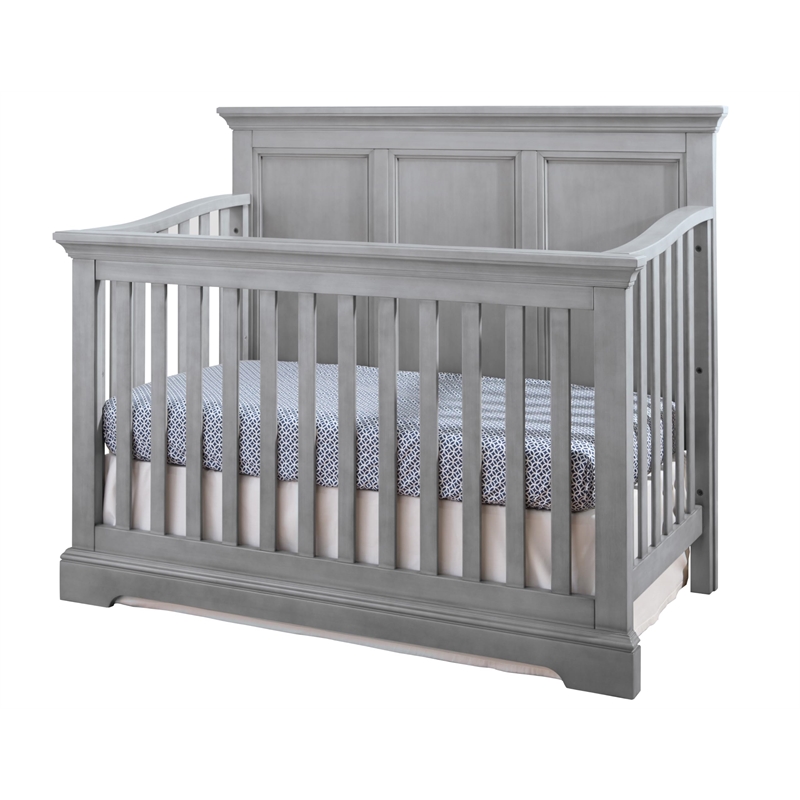 Pemberly Row Solid Hardwood Farmhouse Convertible Crib in Cloud