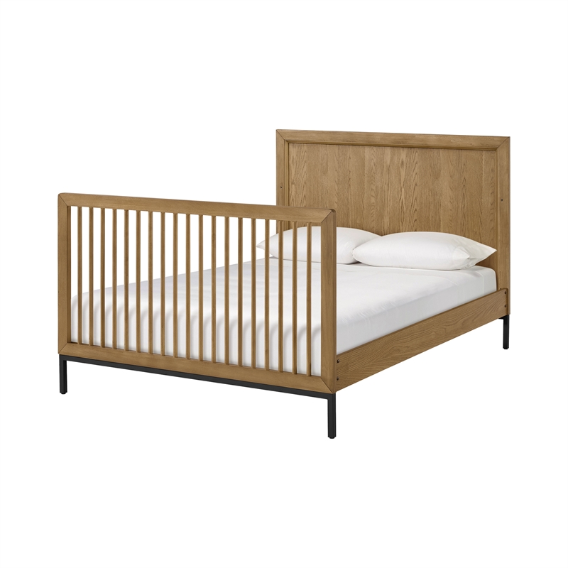 Pemberly Row Wood Contemporary Full Bed Rails in Natural Finish