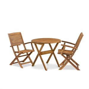 Pemberly Row Traditional 3-Piece Patio Bistro Sets Outdoor Set in Natural Oil