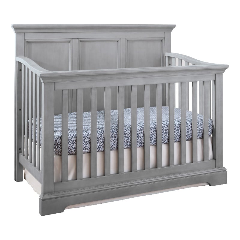 Pemberly Row Nursery Farmhouse Furniture Set of 7 Baby Crib Set in White Wood