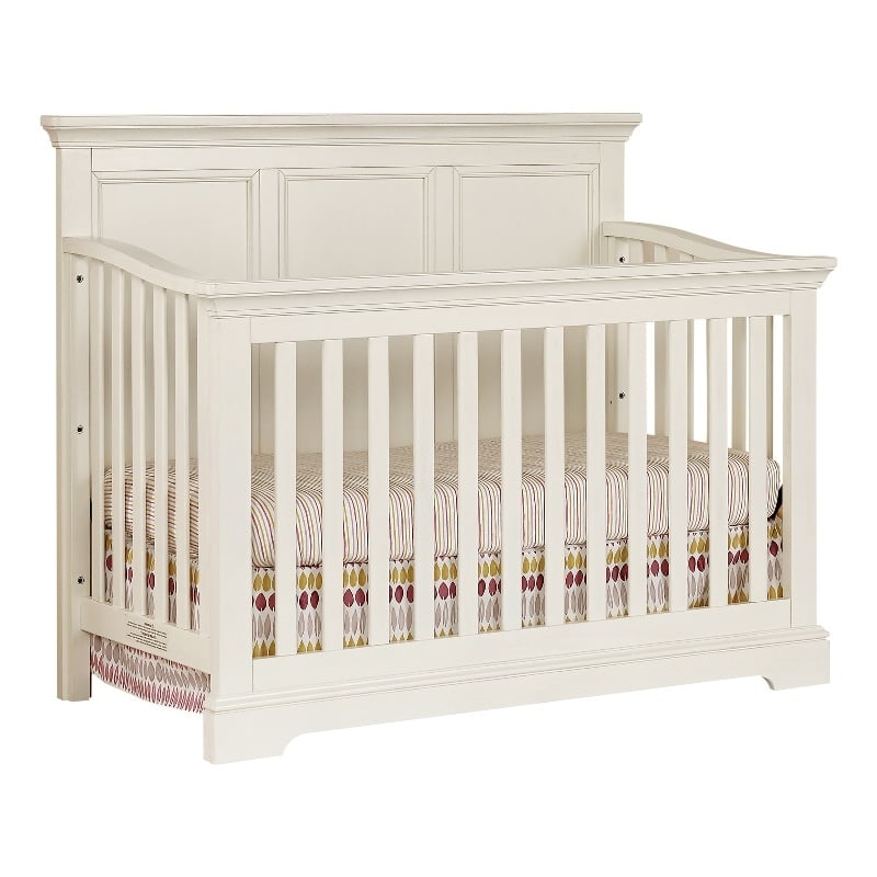 Pemberly Row Nursery Farmhouse Furniture Set of 6 Baby Crib Set in Chalk White