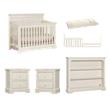 Pemberly Row Nursery Farmhouse Furniture Set of 6 Baby Crib Set in Chalk White