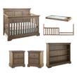 Pemberly Row Nursery Farmhouse Furniture Set of 6 Baby Crib Set in Beige Wood