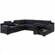 Pemberly Row Chenille Living Room Set Pull Out 6-Seater Sofa Bed in Dark Gray