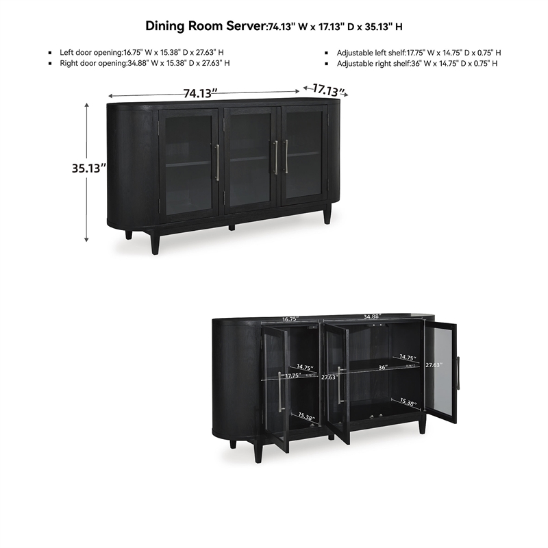 Pemberly Row 6-Piece Black & White Solid Wood Dining Set