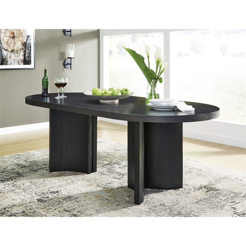 Pemberly Row 6-Piece Black & White Solid Wood Dining Set