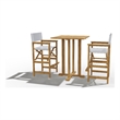 Pemberly Row Modern 3-Piece Square Teak Outdoor Bar Height Dining Set in White