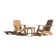 Pemberly Row Modern 3 Piece Teak Deep Seating Outdoor Adirondack Lounge Set