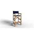Pemberly Row Modern 3-Piece Square Teak Outdoor Bar Height Dining Set in Blue