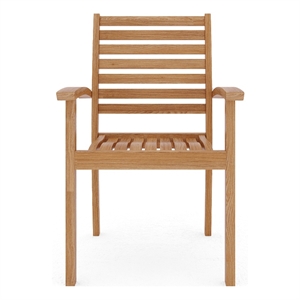 Pemberly Row Traditional Teak Outdoor Stacking Armchair in Natural (Set of 4)