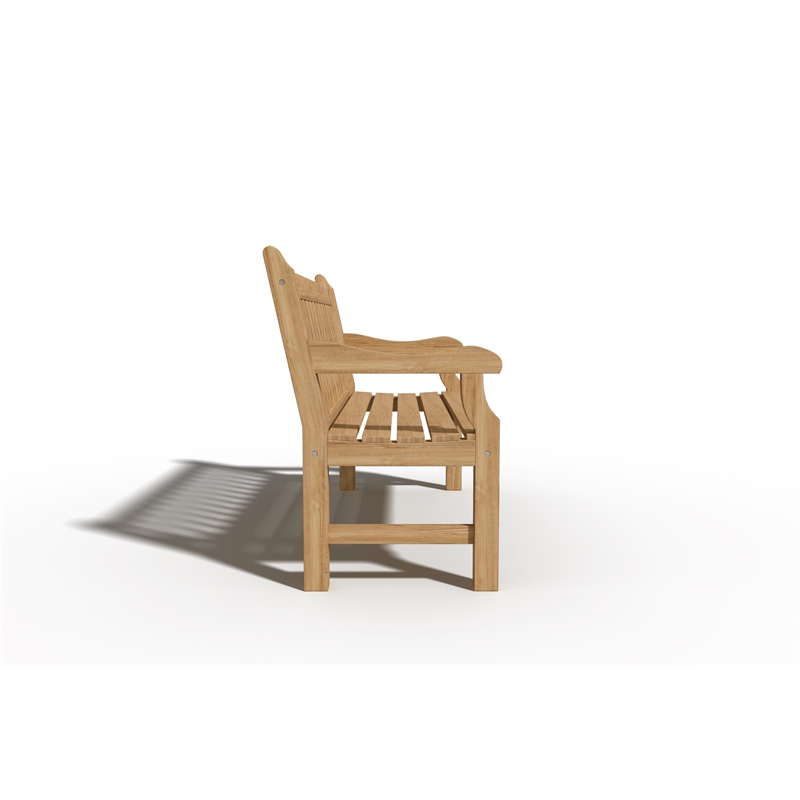 Pemberly Row Traditional 2-Person Teak Outdoor Bench in Natural