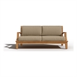 Pemberly Row Traditional Teak Deep Seating Outdoor Sofa with Cushion in Fawn