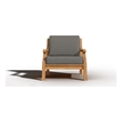 Pemberly Row Teak Deep Seating Outdoor Club Chair with Charcoal Cushion