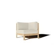 Pemberly Row Teak Outdoor Sectional Corner with Canvas Cushion in Tan