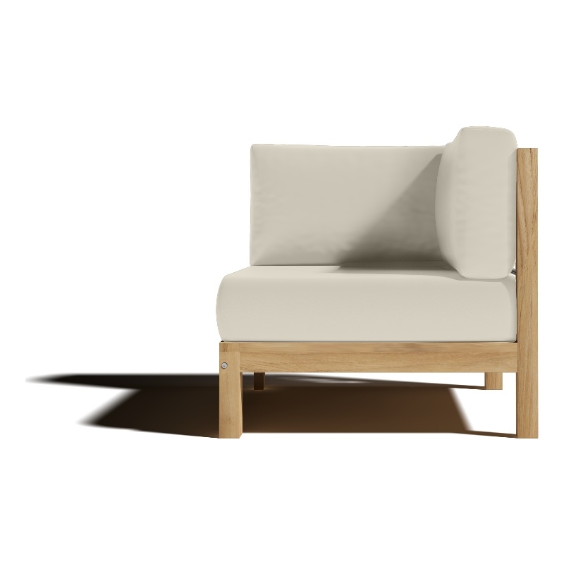 Pemberly Row Teak Outdoor Sectional Corner with Canvas Cushion in Tan