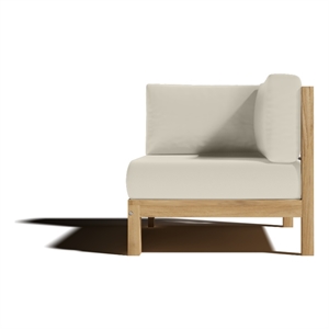 Pemberly Row Teak Outdoor Sectional Corner with Canvas Cushion in Tan