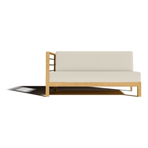 Pemberly Row Teak Outdoor Sectional Left Sofa with Canvas Cushion in Tan