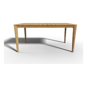 Pemberly Row 63&quot Teak Outdoor Dining Table with Umbrella Hole Natural