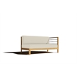 Pemberly Row Teak Outdoor Sectional Right Sofa with Canvas Cushion in Tan