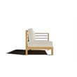 Pemberly Row Teak Outdoor Sectional Right Sofa with Canvas Cushion in Tan