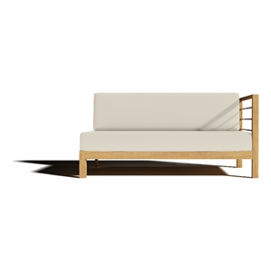 Pemberly Row Teak Outdoor Sectional Right Sofa with Canvas Cushion in Tan