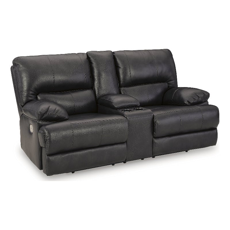 Pemberly Row 2-Piece Black Leather Power Reclining Sofa & Loveseat Set