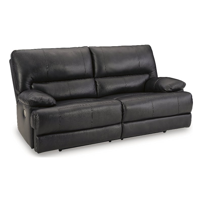 Pemberly Row 2-Piece Black Leather Power Reclining Sofa & Loveseat Set