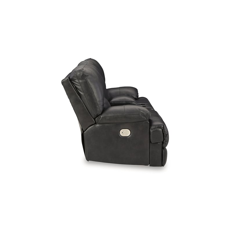 Pemberly Row 2-Piece Black Leather Power Reclining Sofa & Loveseat Set