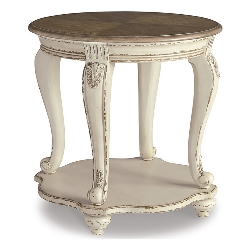 Pemberly Row 3-Piece Set of Coffee Table & End Tables in White & Brown