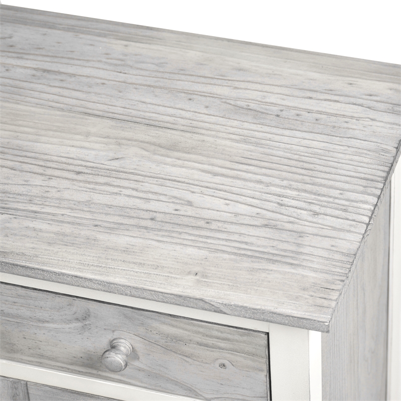 Pemberly Row 2-Door Wood Nightstand with Drawer in Gray/White
